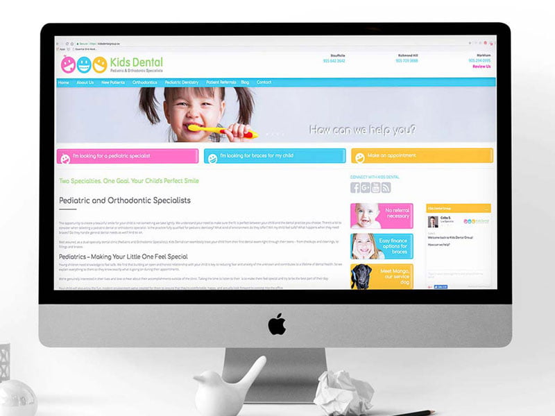 kids dental website design-brand-development-toronto image