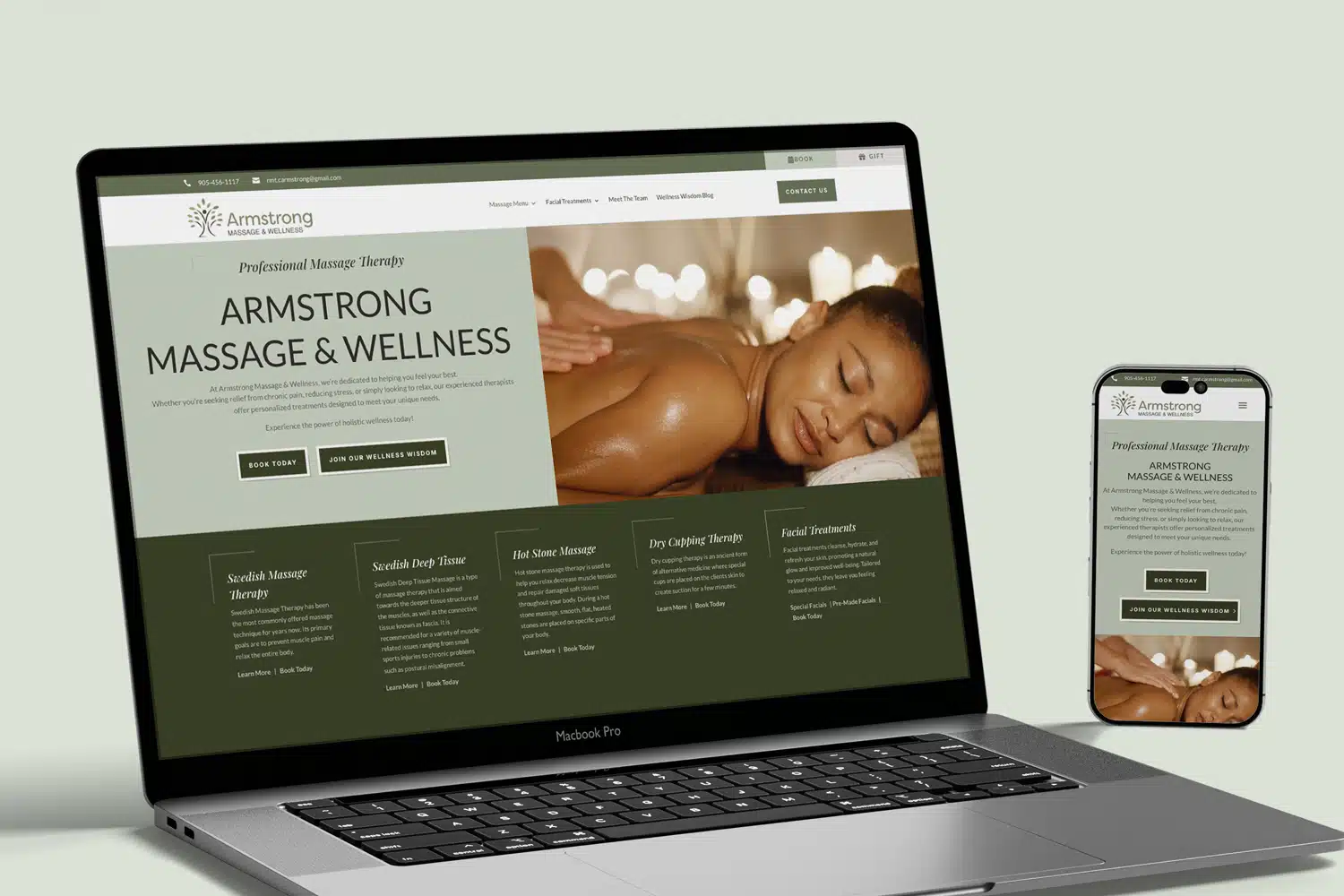 Custom website design for Armstrong Massage Top Graphic Design Companies in Toronto - Custom website design & UX/UI for Armstrong Massage & Wellness by Mystique, enhancing online presence and client engagement.