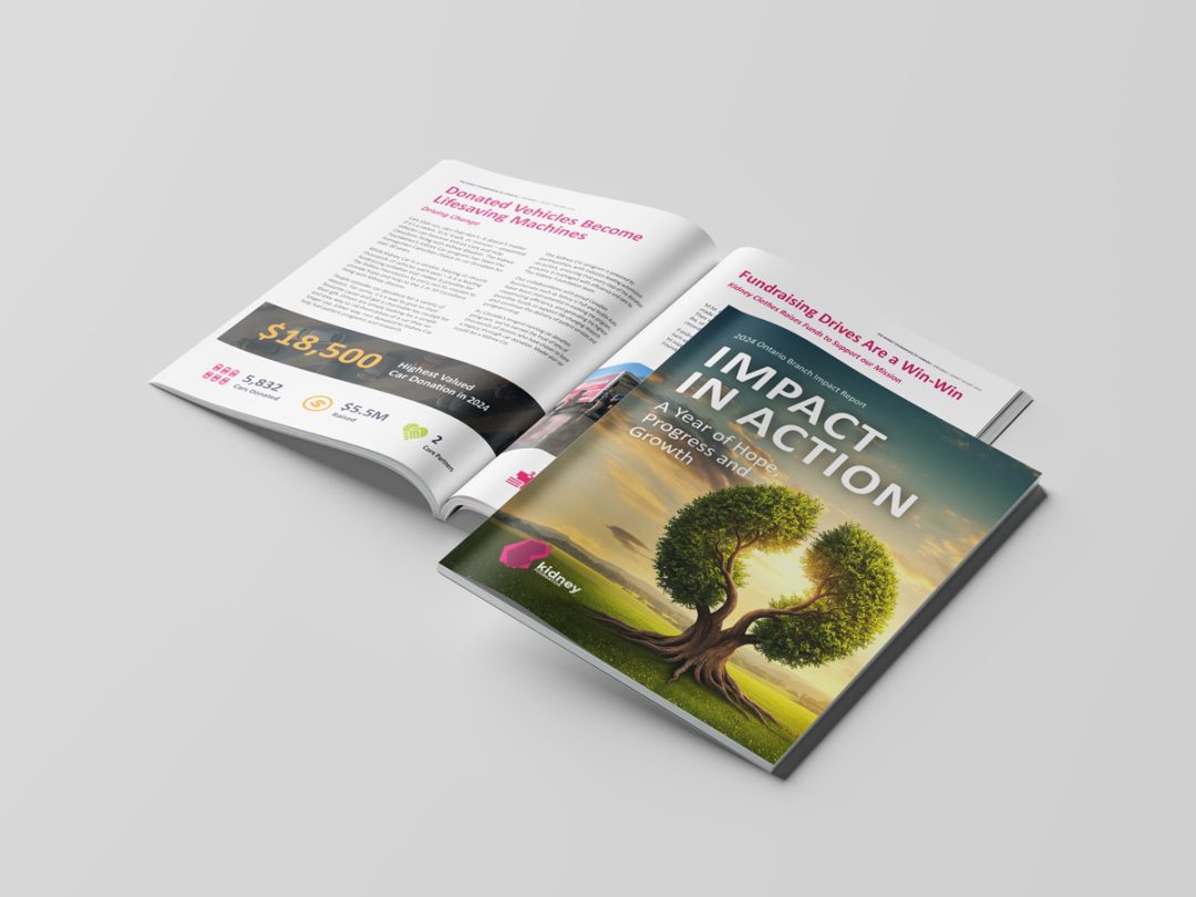 Corporate identity and print design for Kidney Foundation Impact Report 2025 by Mystique Brand Communications – Clean, professional, and impactful branding.