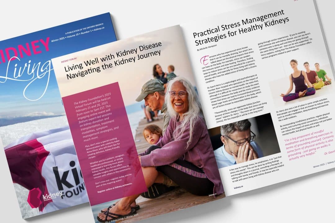 Corporate Identity Collateral and Print Design for Kidney Foundation Kidney Living Winter 2025 by Mystique Brand Communications