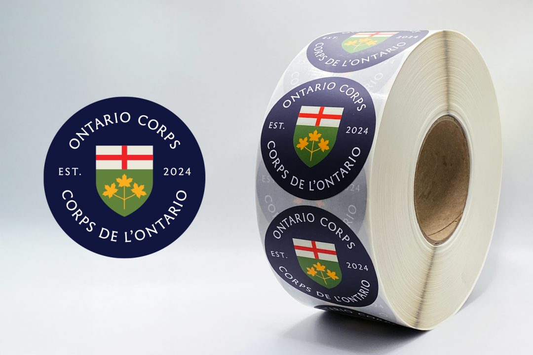 Corporate Identity Collateral | Ontario Corps Rolling Sticker Printing Roll Labels | Mystique