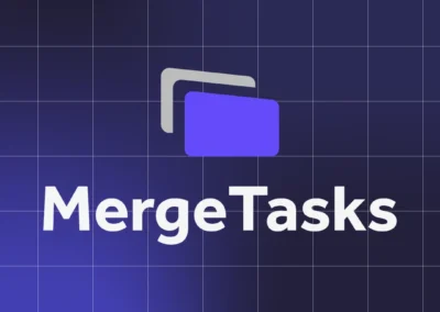 Logo design for MergeTasks — a bold, modern identity for a B2B operations hub that helps distributors move work from proposal to payment.