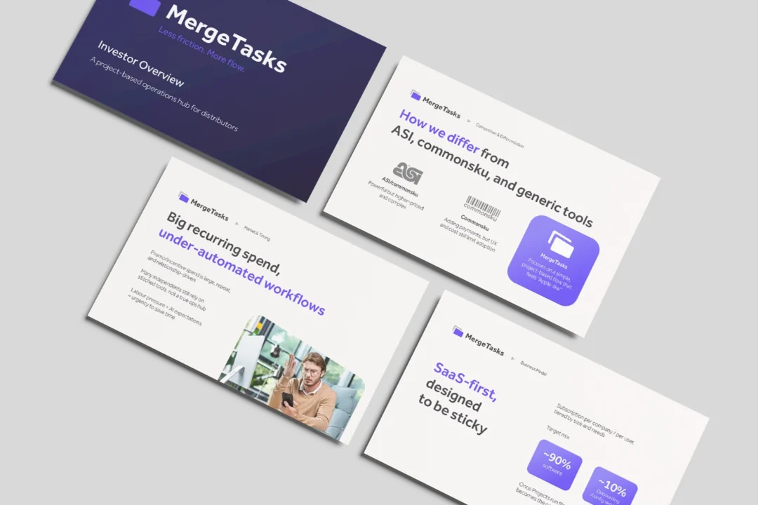 MergeTasks | Presentation Design | Pitch Deck Design | Investor Overview Design Toronto